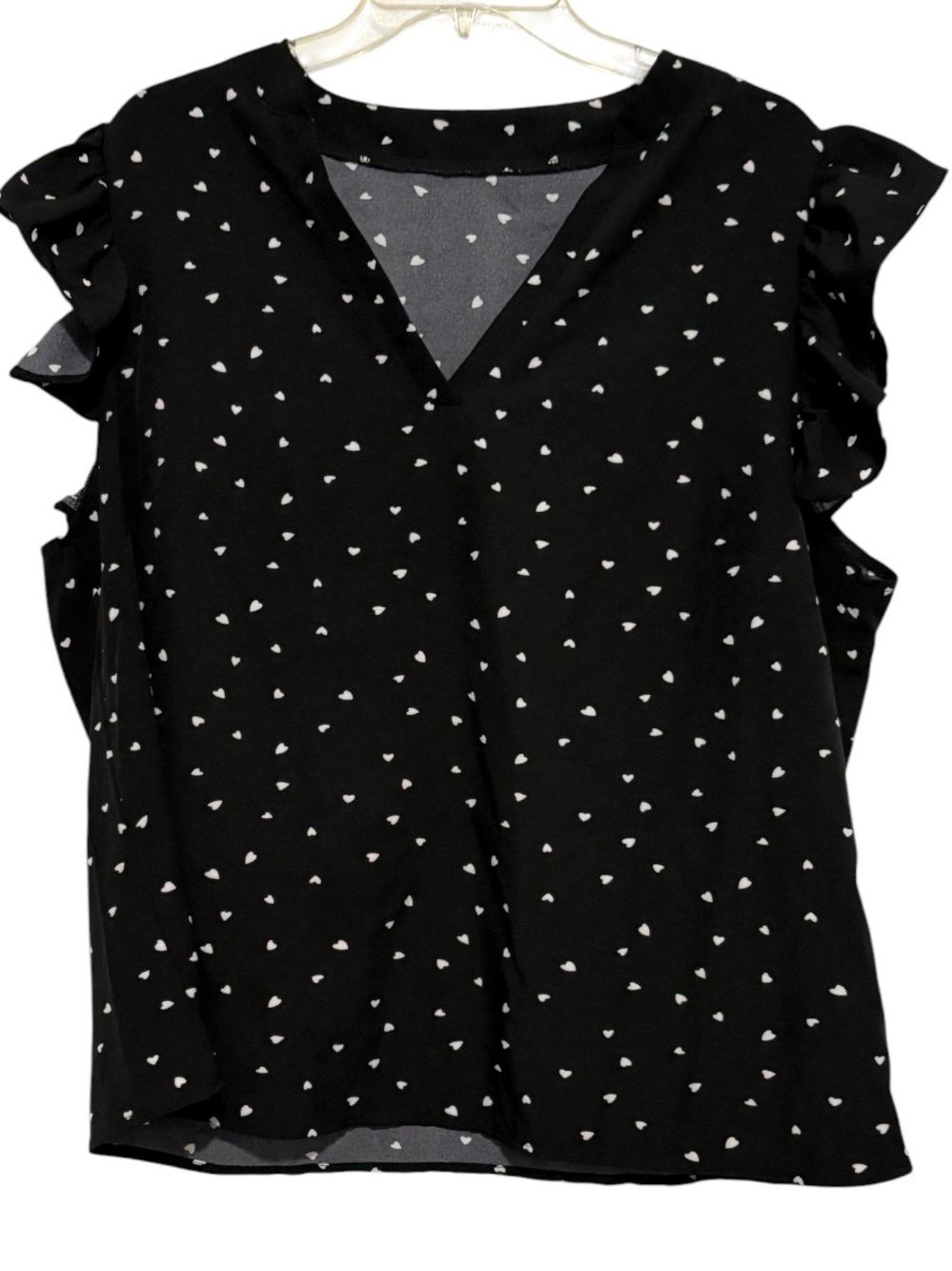 Shein Black Heart Ruffle Sleeve Blouse